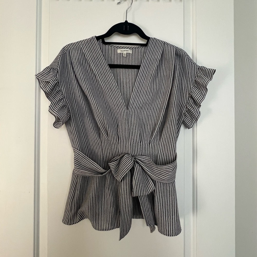 Max Studio Striped Black and White Women's Top